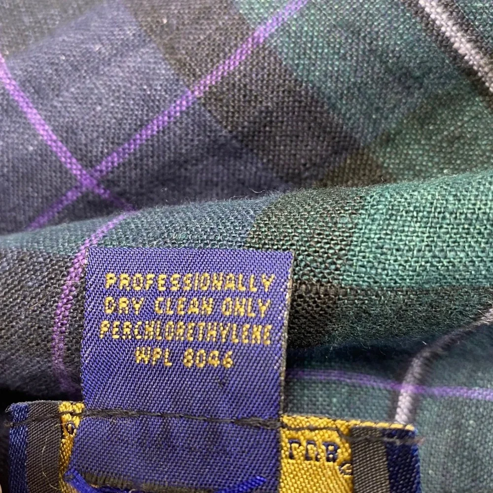 VTG‎ Chelsea Cambell Charter Club Plaid 100% Linen Wrap Skirt Women 12